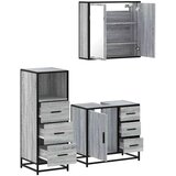 vidaXL 3-dijelni set kupaonskog namještaja siva boja hrasta drveni | shoptok.hr