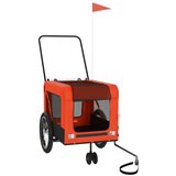 vidaXL Kolesarska prikolica za hišne ljubljenčke oranžna in črna | Shoptok.si