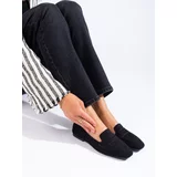 SHELOVET Women's black suede loafers