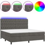  Box spring postelja z vzmetnico LED temno siva 200x200 cm žamet, (20761113) | Shoptok.si