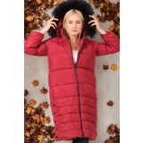 Dewberry Z6740 WOMEN'S COAT-PLAIN BURGUNDY Cene