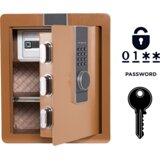 NIKCORP Oklepljen domači sef z elektronsko ključavnico in ključem, 45x38x32 cm, jeklo Q235, alarm, odstranljiva polica, rjav, (5000159548) | Shoptok.si
