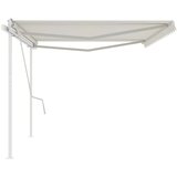 vidaXL Ročno zložljiva tenda s stebrički 5x3,5 m krem | Shoptok.si