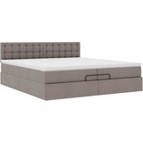  Otomanski okvir kreveta s madracima smeđesivi 200x200cm tkanine | shoptok.hr