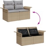 vidaXL 7-delni vrtni kavč set s blazinami Bež poli ratan | Shoptok.si