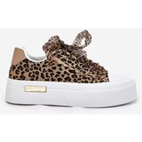 Boto Womens Sneakers On Massive Platform With Decorative Lacing Leopard Brown Zidora | Shoptok.si