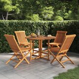 The Living Store Zložljiva zunanja jedilna garnitura 5-delna trdna tikovina - Zunanja Jedilna Garnitura, (21471988) | Shoptok.si