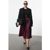 Trendyol Curve Claret Red Woven Plus Size Skirt