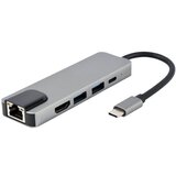 Gembird USB Type-C 5-u-1 multi-port adapter (Hub + HDMI + PD + LAN) Cene