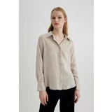 Defacto Oversize Fit Shirt Collar linen Long Sleeve Shirt