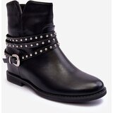 Kesi Leather decorated women's flat-heeled shoes black adkrana Cijene
