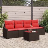  Set sofe 5 kom. 3-Broj sjedala Smeđa i crvena poliratan | shoptok.hr