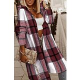 Fenzy Plašč S Karo Potiskom, Bordo | Shoptok.si