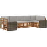 Sekcijska garnitura 7 pcs Prirodna i svjetlosiva Poliester | shoptok.hr