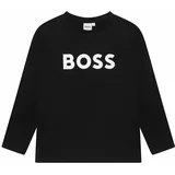 Boss Otroška bombažna majica z dolgimi rokavi črna barva