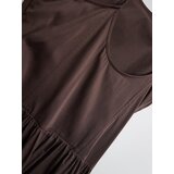Reserved Pamučna maxi haljina - tamnosmeđe | shoptok.hr