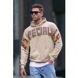 Madmext Men's Beige Printed Hooded Sweatshirt 6039 | shoptok.hr