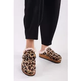 Shoeberry Women's Softie Leopard Suede Furry Flat Slippers