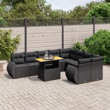 Maison Chic Seti vrtnega pohištva - Vrtna garnitura - Vrtni pohištvo set 10-delna z blazinami črn poli ratan, (21811843) | Shoptok.si