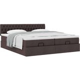 vidaXL Otomanski posteljni okvir z vzmetnicami rjav 200x200 cm blago | Shoptok.si