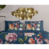 Descanso Temno modra posteljnina za zakonsko posteljo/podaljšana iz bombažnega satena 200x220 cm Fiori – | Shoptok.si
