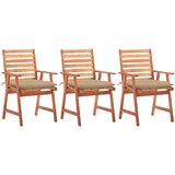 Maison Chic Vrtni jedilni stoli - Stol za vrt 3 kosi z blazinami trden akacijev les JS338, (21877563) | Shoptok.si