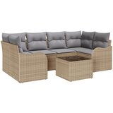 vidaXL set vrtne sofe od 7 delova s jastučićima - Bež poly ratan, dvosjedna vrtna sofa s jastučićima - Bež poly ratan Cijene