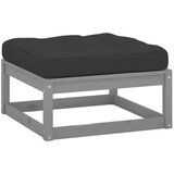 The Living Store Vrtni stolček za noge z blazino siva trdna borovina - Stolček Za Noge, (21466524) | Shoptok.si