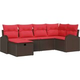  Kavčna garnitura z blazino 6 pcs Rjava in rdeča poli ratan, (5000138448) | Shoptok.si