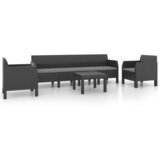 The Living Store Vrtna sedežna garnitura 4-delna z blazinami PP ratan antracitna - Vrtna Sedežna Garnitura, (21421680) | Shoptok.si