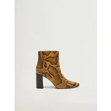 Mango Brown ankle boots with snake pattern Caleo
