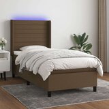  Krevet box spring s madracem LED tamnosmeđi 100x200 cm tkanina Cijene