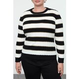 Trendyol Curve Black-Ecru Striped Crew Neck Knitwear Sweater | Shoptok.si