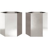 Maison Chic Vrtno korito - Greda - Cvetlični Lonec 2 kosa šestkotnik 46x40x45 cm nerjavno jeklo, (21790011) | Shoptok.si