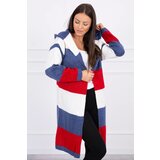 Kesi Three-color striped sweater ecru+jeans+red | ePonuda.com