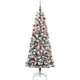 vidaXL Umjetno božićno drvce s nogom Zelena i bijela 180 cm PVC | shoptok.hr