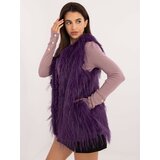 Fashion Hunters Dark purple fur vest with pockets