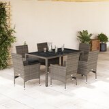  7-dijelni vrtni blagovaonski set s jastucima poliratan i staklo Siva 150 x 90 x 75 cm | shoptok.hr