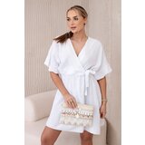 Kesi Włoski Muslin dress with waist white Cene