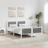  Krevetna konstrukcija s uzglavljem Svijetlo siva 140 x 190 cm Bijela | Shoptok.si