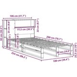  Krevet s regalom za knjige bez madraca 100x200 cm masivno drvo | shoptok.hr
