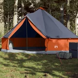 vidaXL Družinski šotor tipi za 6 oseb siv in oranžen vodoodporen