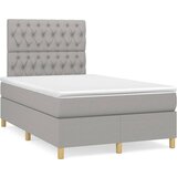 vidaXL Box spring postelja z vzmetnico LED sv. siva 120x190 cm blago Cene