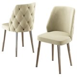 Hanah home set trpezarijskih stolica Leja 6 kom, krem tkanina Babyface, hromirane metalne noge | Eponuda.com