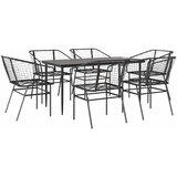 vidaXL Vrtni blagovaonski set od 7 dijelova crni poliratan staklo - Crna 160 x 80 x 74 cm 6 | shoptok.hr