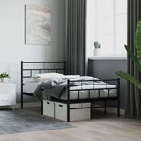 vidaXL Kovinski posteljni okvir z vzglavjem in vznožjem črn 90x200 cm | Shoptok.si