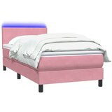 Box spring postelja z vzmetnico roza 80x220 cm žamet, (21793151) | Shoptok.si