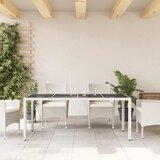  Vrtni stol sa staklenom pločom bijeli 190x90x75 cm poliratan | Eponuda.com
