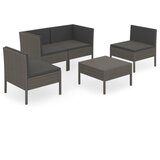 Maison Chic Seti vrtnega pohištva - Vrtna garnitura - Vrtni pohištvo set 5-delna z blazinami poli ratan siva, (21819171) | Shoptok.si