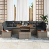 vidaXL 8-delni vrtni sofaset s blazinami v sivi poli ratan | Shoptok.si